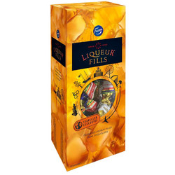 Продуктови Категории Шоколади Karl Fazer Подаръчна кутия с индивидуално опаковани алкохолни бонбони от черен шоколад 500 гр.65 бр.